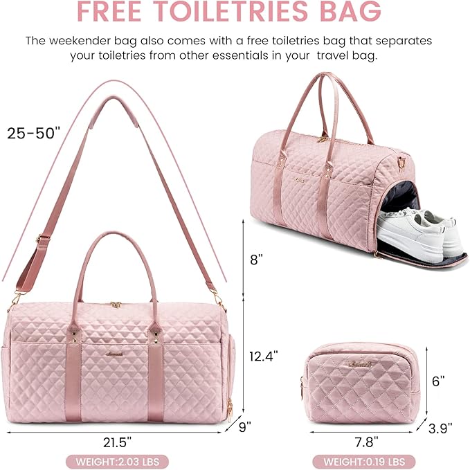 LOVEVOOK Travel Duffle Bag,Weekender Bags for Women Overnight Bag with Shoe Compartment, Carry on with Toiletry Bag,Duffel Bag with Wet Pocket,Hospital Bags for Labor and Delivery