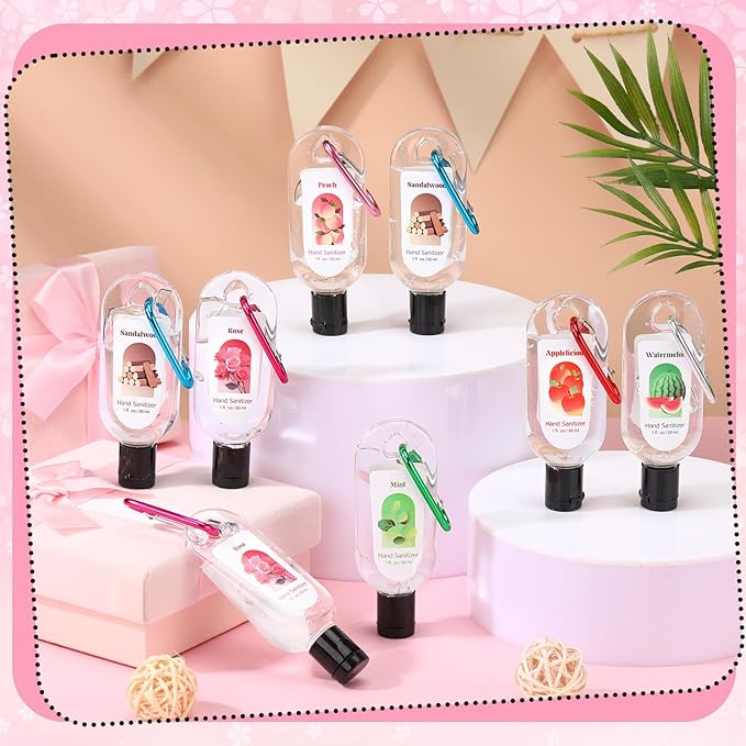 24 Pack Scented Hand Sanitizers Keychain Gift Bulk Travel Size White Hand Sanitizer Gel for Christmas Wedding Party Favors Treat Goodie Bag Stuffer Coworker Nurse Birthday Gifts
