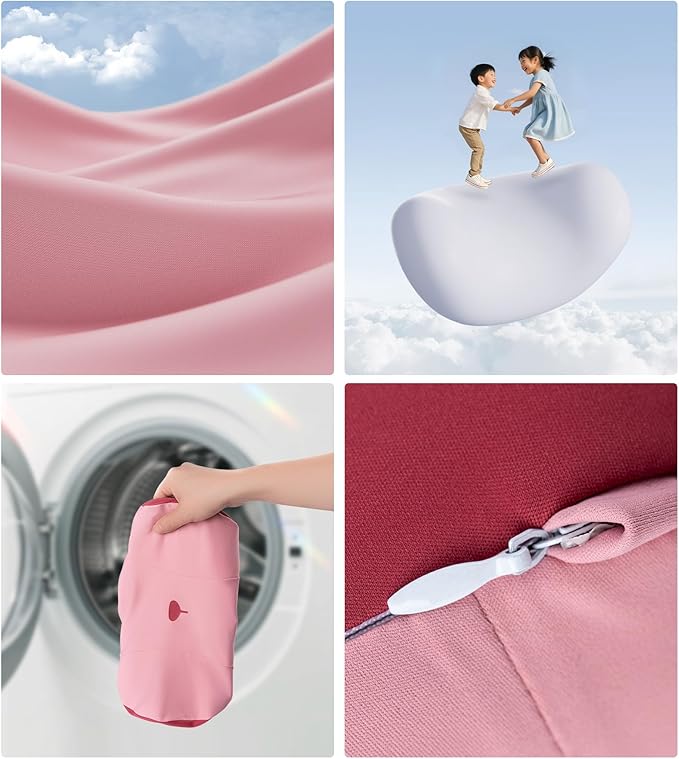 BEBAS Car Neck Pillow Travel - Adjustable Memory Foam Neck Support Pillow for Sleeping, Breathable & Machine Washable Cover, Soft Support for Adults & Kids - Gift (Pink - Rabbit)