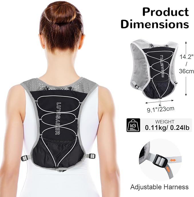Hydro Pack Running Vest for Men Women, Hydration Backpack with 2L Water Badder, Lightweight Water Vest