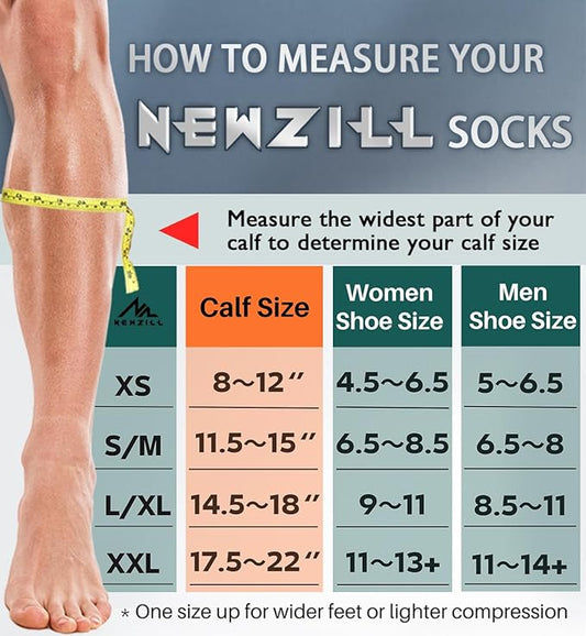 NEWZILL Medical Compression Socks for Women & Men, 20-30 mmHg Knee-High Support for Circulation, All-Day Comfort for Work Travel Running Cycling and Fitness