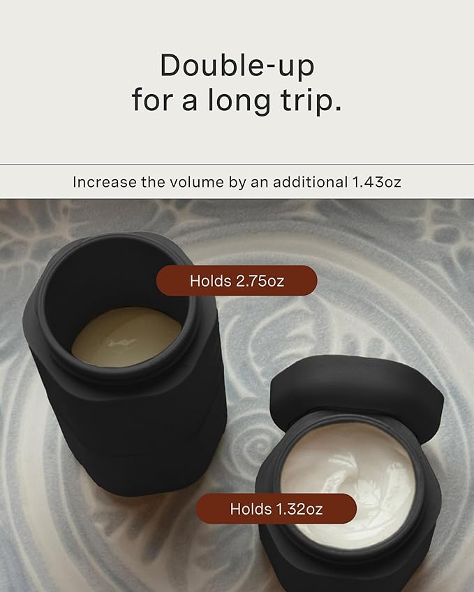 Cadence Extender - Add On to Any Flex Magnetic Containers with Lids,Extension to Travel Bottles for Toiletries - Carry On Travel Essentials For Women/Men - Adds Additional 1.43 fl oz - 3pk, Charcoal