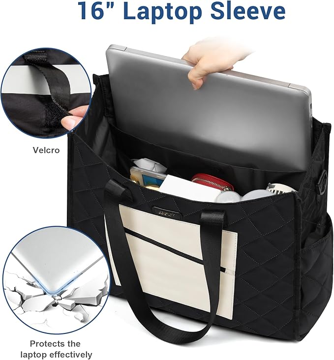 IBFUN Utility Tote Bag with 14/24 Pockets Zip Top Teacher Tote Bag for Teacher/Work Women