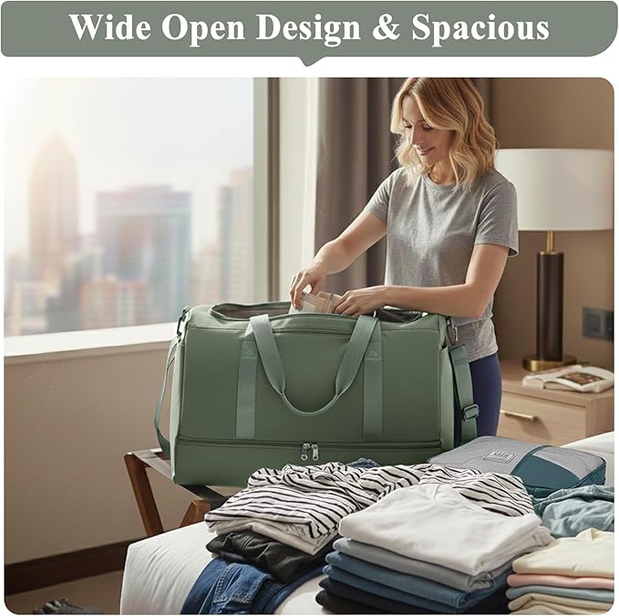 Travel Duffle Bag with Shoe Compartment, XL Weekender Bags for Women, Carry On Overnight Bags for Gym Sports & Business Trips, Water-Resistant Hospital Bag for Labor and Delivery