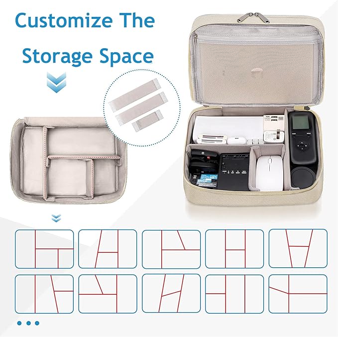 Electronics Travel Organizer, Double Layer Cable Organizer Bag Waterproof Electronics Accessories Storage Bag for Charger, Phone, Power Bank, Hard Drive, Cord, Tablet