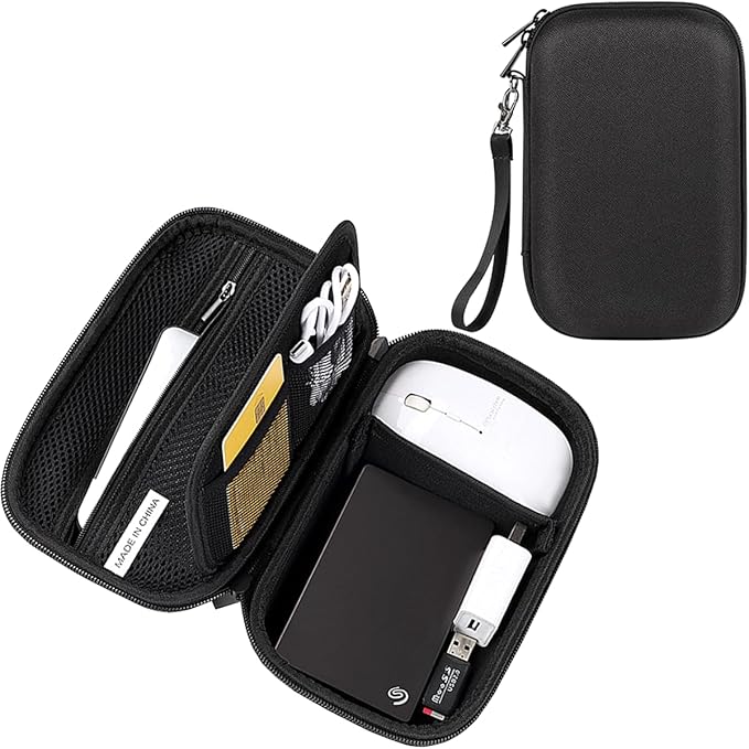 External Hard Drive Case, Shockproof Hard EVA Carrying Case Electronics Organizer Travel Case for Hard Drive, Charger, Laptop Mouse, Power Bank, Electronics Accessories Organizer Pouch Bag