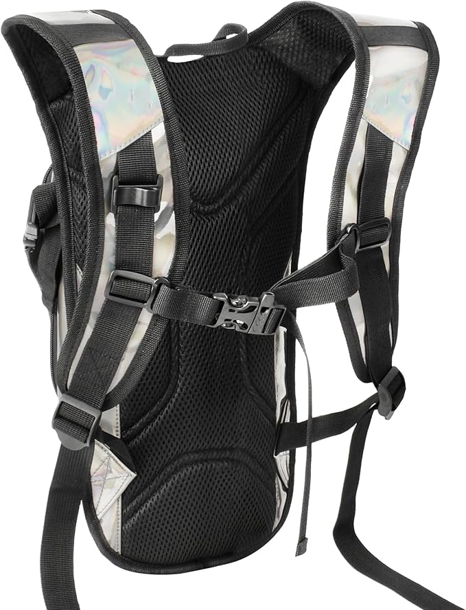 Reflective Hydration Backpack, Hydration Pack - Water Backpack with 2L Hydration Bladder, Essential for Festivals - Rave Hydration Pack for Hiking, Running, Cycling, and Festivals
