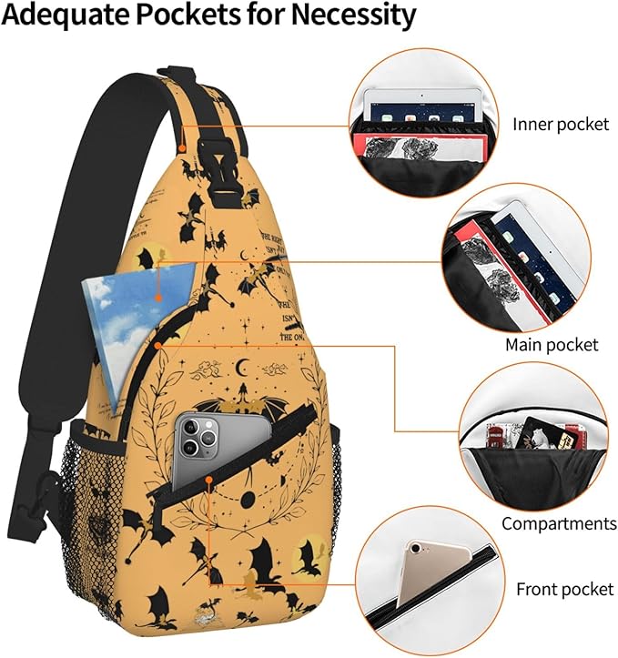 Fourth Dragon Wing Crossbody Bag Trendy Sling Bag Bakpack Casual Chest Bags Daypack For Hiking Walking Travel Running(1)