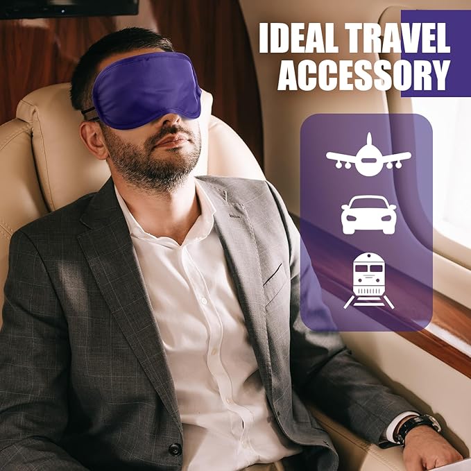 Tarpop 200 Pcs Eye Mask Sleeping Blindfold Eye Cover with Adjustable Strap for Games Party Team Building Travel Individually Wrapped Sleep Mask for Women Men (Purple)