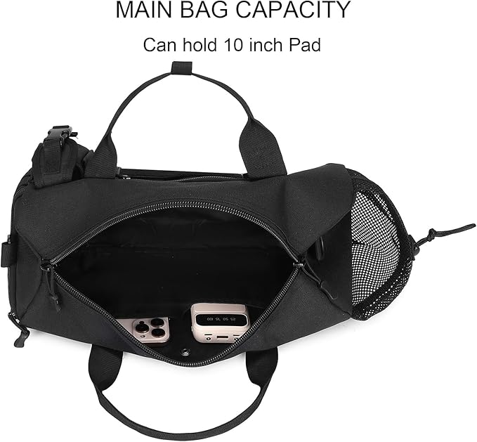 ArcEnCiel Small Tactical Duffle Bag Men Gym Pack Military Molle Shoulder Bags Shoes Storage Sports Handbag with Patch (Black)