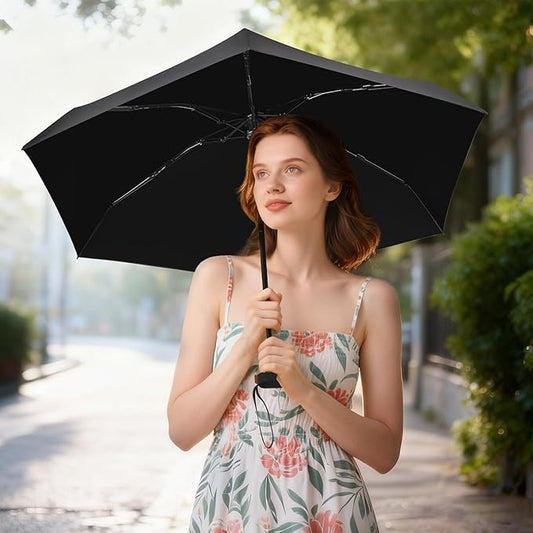 Mini Umbrella for Travel - Waterproof Portable Folding Umbrella Flat Compact Lightweight Small Umbrellas for Pocket Purse
