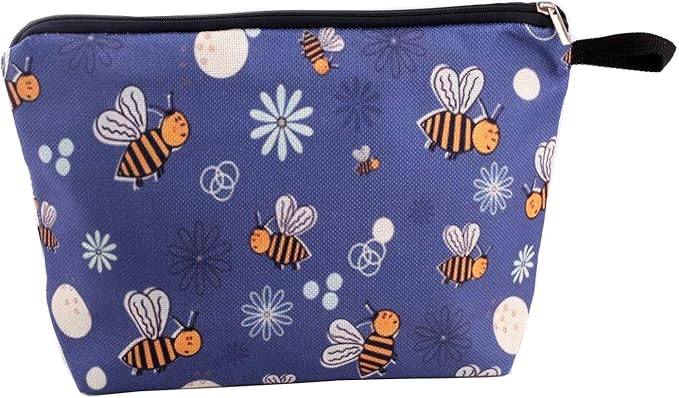 Cute Animal Lovers Gifts Dinosaur Tropical Sloth Butterfly Cosmetic Bag Makeup Pouch with Zipper (bee)