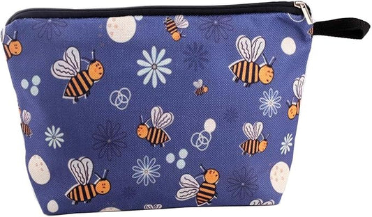 Cute Animal Lovers Gifts Dinosaur Tropical Sloth Butterfly Cosmetic Bag Makeup Pouch with Zipper (bee)