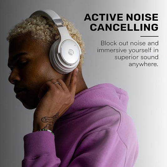 Raycon Everyday Wireless Bluetooth Over Ear 2X Headphones Bundle (Black & White) - Active Noise Cancelling, Awareness Mode and Built in Microphone, IPX 4 Water Resistance, 38 Hours of Battery Life