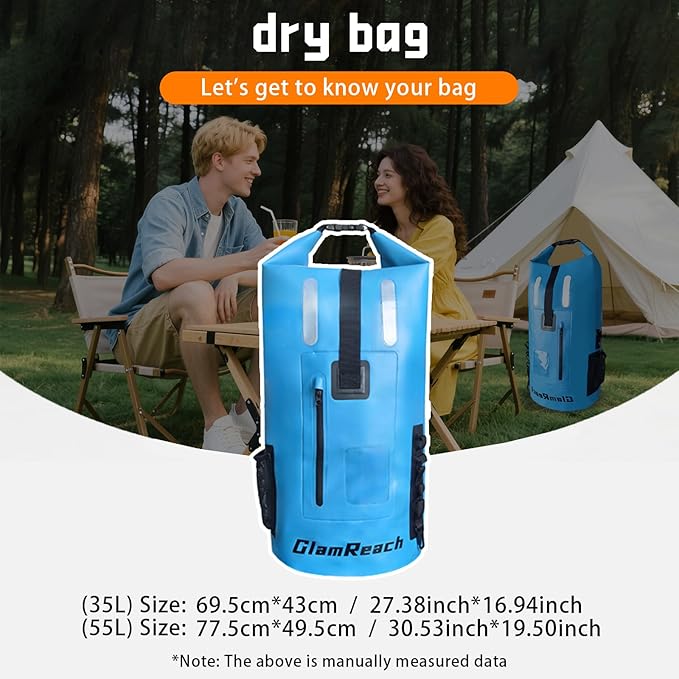 Waterproof Backpack, 35L Dry Bag for kayaking, Hiking, Travel, Camping,Fishing & Paddle Boarding with 2L dry bag for Men &Women