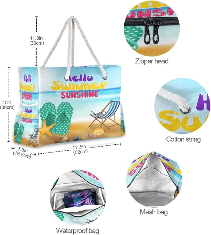 senya Large Beach Shoulder Bags Canvas Tote Water Resistant for Gym Travel Daily