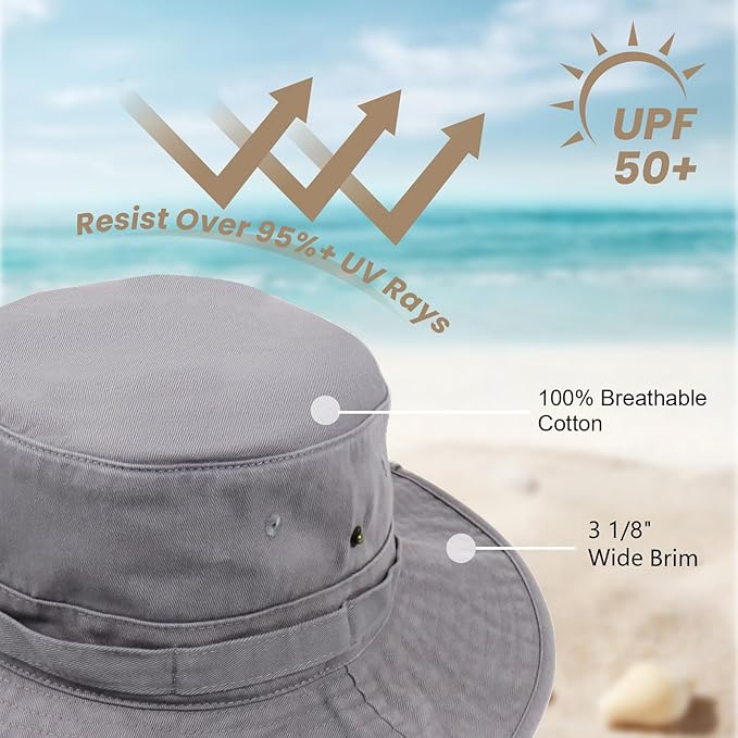 Bucket Hat Wide Brim UV Protection Sun Hat Boonie Hats Fishing Hiking Safari Outdoor Hats for Men and Women