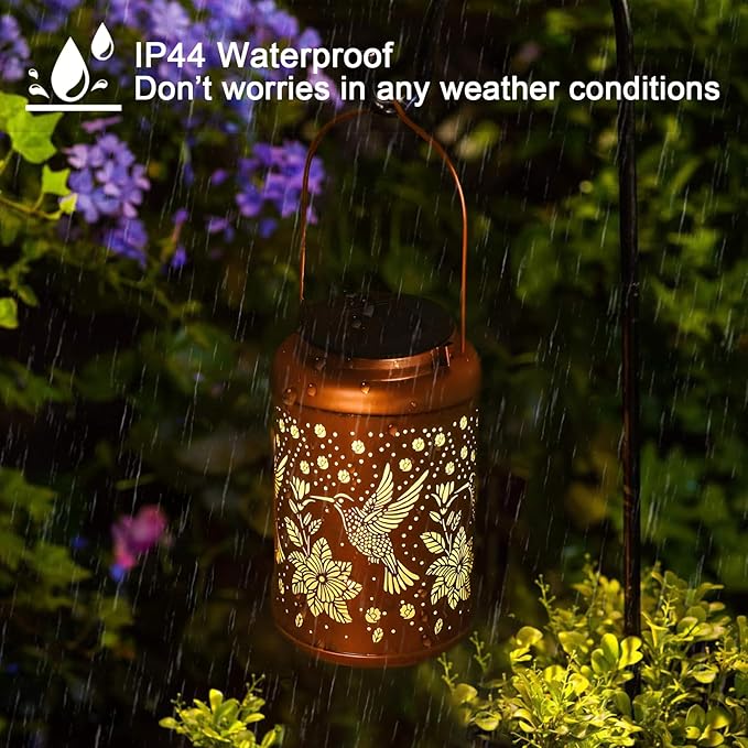 Christmas Gifts for Women Men Mom, Hummingbird Solar Lights Outdoor Waterproof, Mothers Day Gifts Decorations Outside for Yard, Lawn, Balcony Garden Decor Solar Lantern