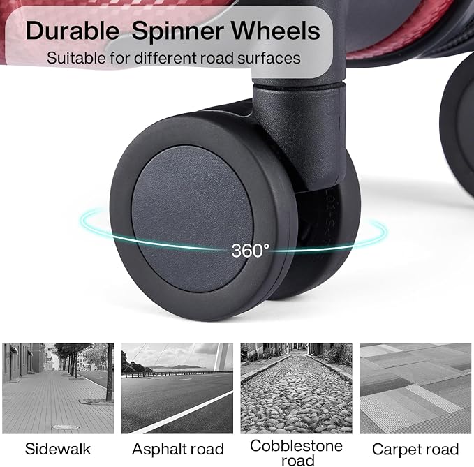 Hanke 20 Inch Carry On Luggage 22x14x9 Airline Approved Lightweight PC Hard Shell Suitcases with Wheels Travel Luggage Rolling Suitcase Travel Luggage Bag Christmas Gifts for Birthday （Burgundy）