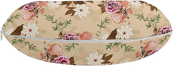 Ambesonne Floral Travel Pillow Neck Rest, Cloves Roses Twigs Blossoming Nature Classical Retro Flowers Print, Memory Foam Traveling Accessory for Airplane and Car, 12", Multicolor