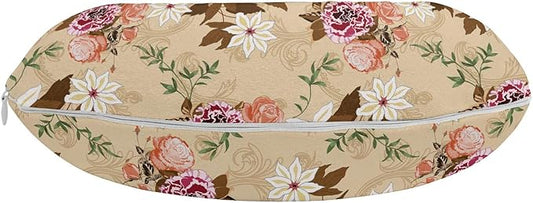 Ambesonne Floral Travel Pillow Neck Rest, Cloves Roses Twigs Blossoming Nature Classical Retro Flowers Print, Memory Foam Traveling Accessory for Airplane and Car, 12", Multicolor