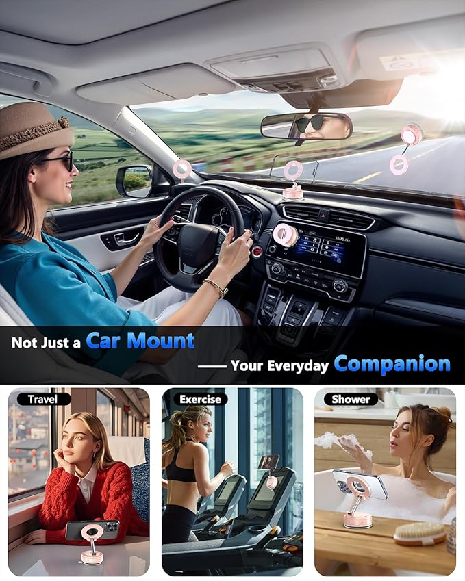 Vacuum Magnetic Car Phone Holder for Mag-Safe [89+LBS Suction & 3200gf Magnetic] 360° Adjustable Ultra Suction Cup Phone Holders for Your Car, Car Mount for iPhone 17 Pro Max 16 15 14 13 12 Air Plus