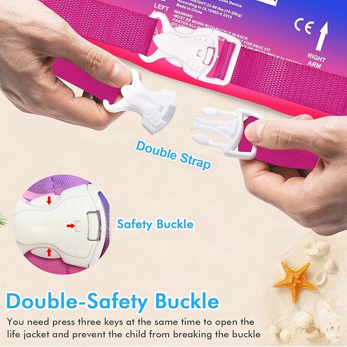 Chriffer Kids Swim Vest Life Jacket for 30-55 Pounds Boys and Girls, Toddler Floaties with Shoulder Harness Arm Wings for 2,3,4,5,6,7 Years Old Baby