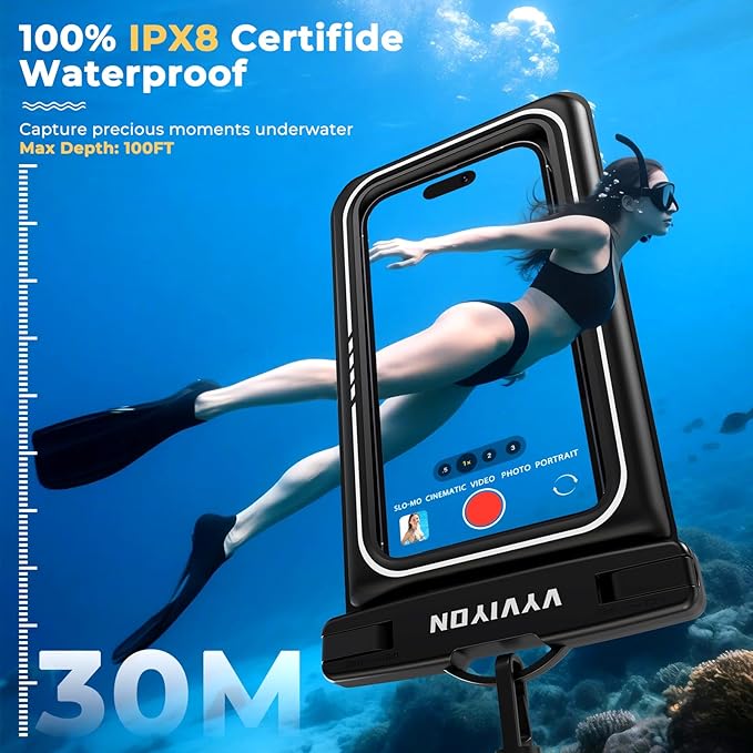 Floating Waterproof Phone Pouch IPX8 Cellphone Dry Bags for Vacation Beach Pool Kayak Cruise Travel Essentials,Waterproof Phone Case for iPhone 16 15 Pro Max, Samsung S25 Ultra S24-2 Pack 8.0"