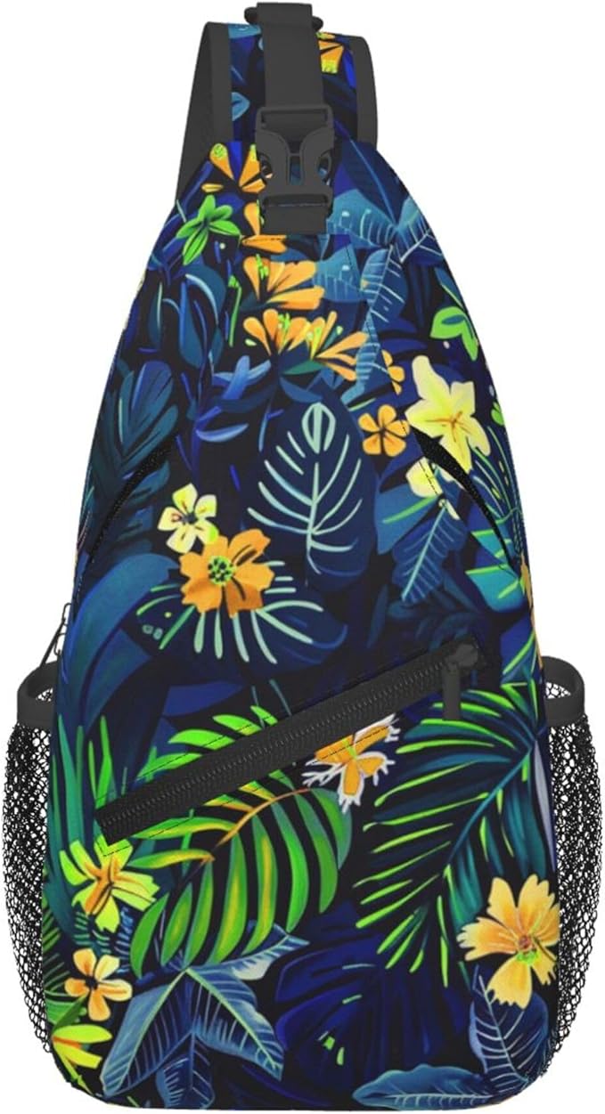 Hawaii Tropical Palm Sling Backpack Crossbody Bag Casual Chest Bags Travel Hiking Daypack Shoulder Bag for Women Men