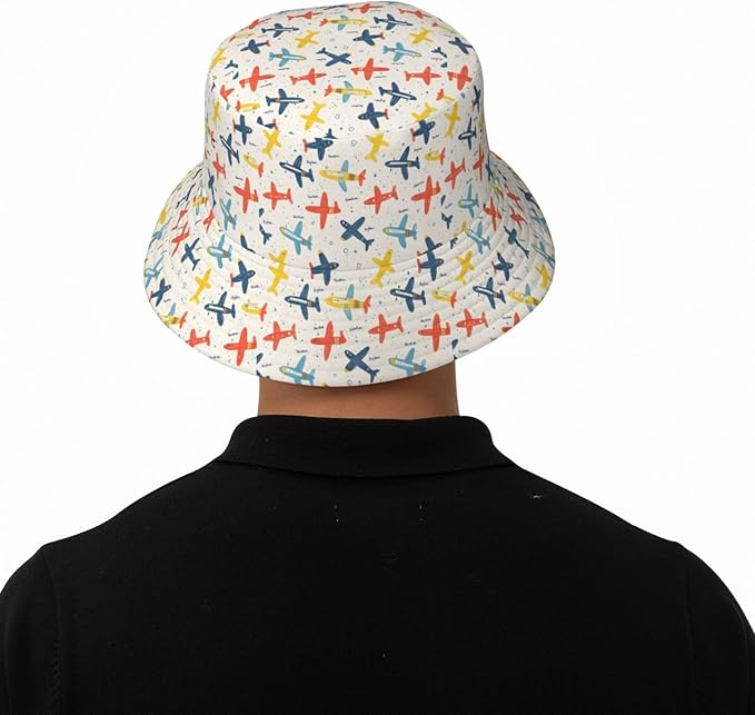 Colorful Fire Balloon, White Cloud Fisherman Hat Summer Foldable UV Protection Sun Hat