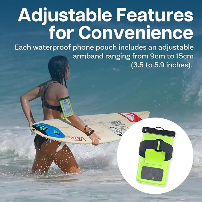 MMOBIEL Waterproof Phone Pouch [3 Pack] – Case Up to 7 inch for iPhone 16 15 14 Pro Max, Samsung Galaxy S25 S24 S23 S22 Series etc. – Cell Phone Dry Bag with Lanyard, Armband – Black, Green, Orange