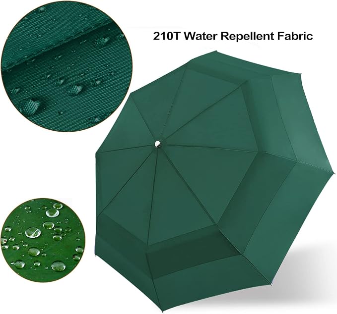 Lejorain Large Folding Golf Umbrella - Compact Mens Umbrellas Travel Rain and Windproof 54inch Collapsible Automatic Open Close Umbrella 210T Teflon Vented Double Canopy