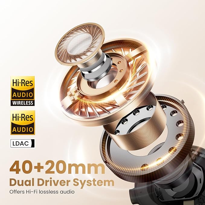 HAYLOU S40 Noise Cancelling Headphones Over Ear, 50dB Hybrid ANC with Multiple Modes, LDAC Hi-Res Wireless Audio, 90H Playtime, Custom EQ via App, Bluetooth 6.0 Multipoint Connect, 5 HD Mics Call