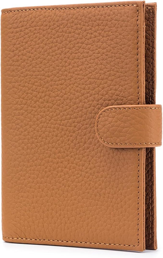 RFID Passport Holder Travel Wallet Compact for Women, Leather Passport Wallet with Card Holders,Zippered Coins Pocket and Cash Compartment, Brown