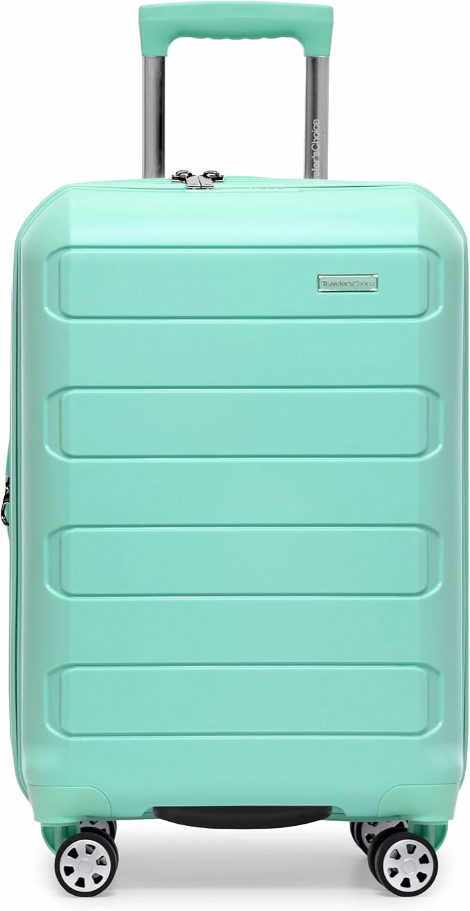Traveler's Choice Pagosa Indestructible Hardshell Expandable Spinner Luggage, Mint, 2-Piece Set (22/26)