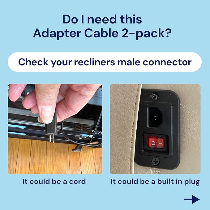 Blue Cactus Adapter Cables for Recliner Battery Pack - Adapts Your Battery to Your Recliner - 1pc 2-pin Male to 5-pin Female - 1pc DIN 45322: 5-pin to 2-pin Male, Compatible with La-Z-Boy (2-pc, 6.9")
