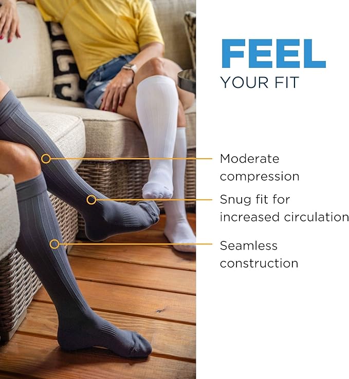 Medical Grade Compression Socks for Men & Women 15-20 mmHg by OrthoSleeve (Blue Argyle, Medium)