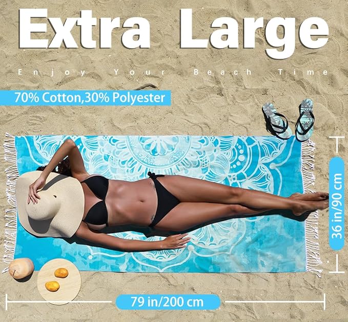 Thin Turkish Beach Towel Lightweight Quick Dry Absorbent Cotton Bathroom Bath Pool Swim Towels Extra Large Oversized Sand Free Beach Accessories Essentials Cloud Gifts for Adult