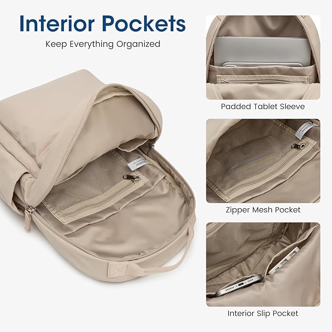 G4Free Small Nylon Backpack for Women Men, Lightweight Backpack Daypack for Travel Work Hiking, Khaki