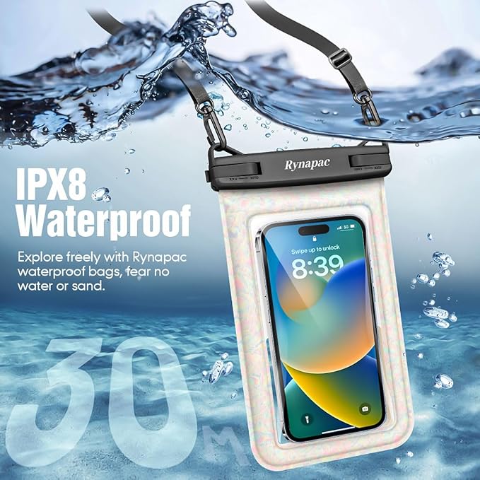 [Floatable] Waterproof Phone Pouch 2 Pack - [Up to 8.5"] IPX8 Floating Waterproof Phone Case Dry Bags with Adjustable Lanyard for Beach Vacation Travel Cruise Ship Pool Kayak Essentials