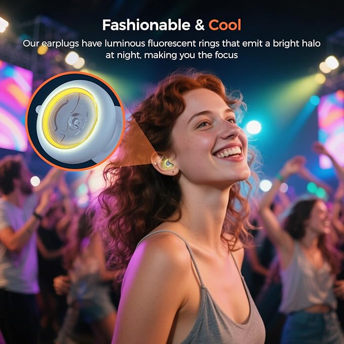 Senvok Ear Plugs for Sleeping Noise Cancelling with 3 Noise Reduction Levels - 50dB NRR Soft Silicone Earplugs for Sleep, Work, Travel - with 8 Ear Tips, 6 Fluorescent Rings and Carrying Case(White)