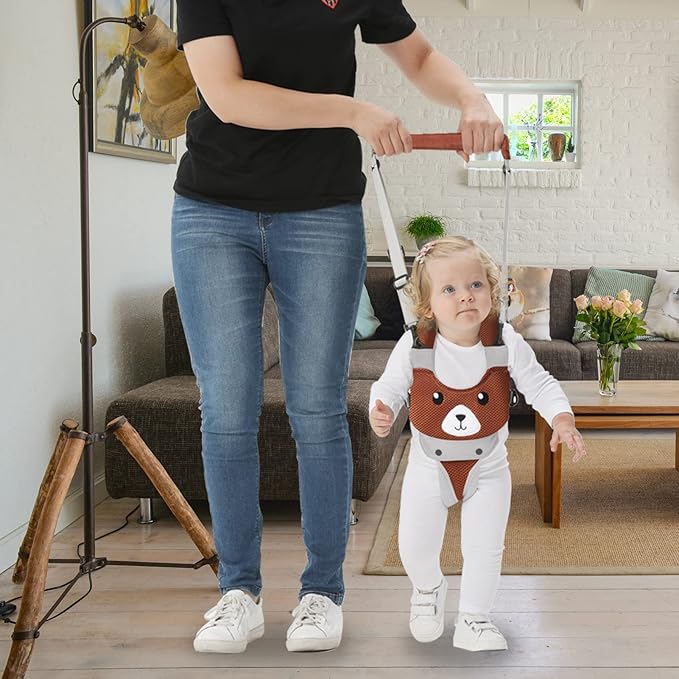 IULONEE Baby Walking Harness Breathable Handheld Kids Toddler Helper Assistant Adjustable Infant Walker Help Baby Walk Stand Up Child Learning Belt for 8-24 Month Old Babies Activity (Brown)
