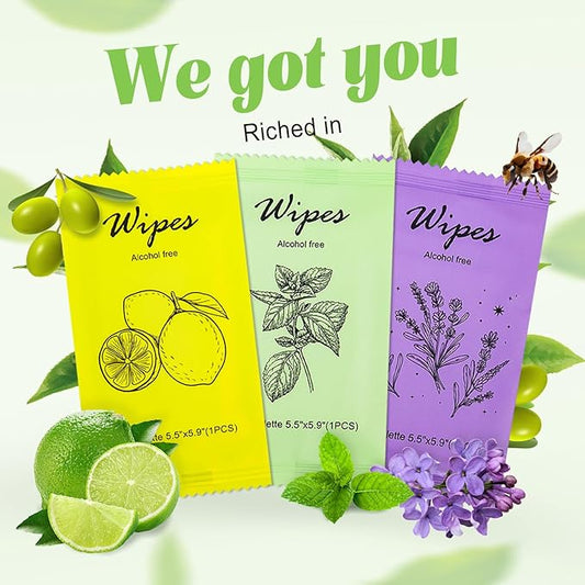 Individual Hand Wipes Wet Wipes Travel Size,Wet Wipes Individually Wrapped Bulk Cleansing Travel Size Wipes for Wedding Travel Restaurant Barbecue -300