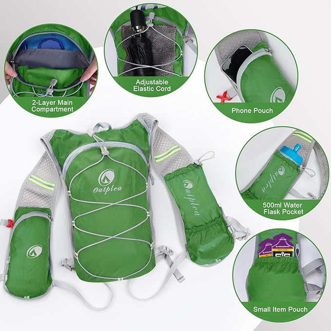 Small Lightweight Running Hydration Vest with 2L Water Bladder for Race, Lightweight Water Backpack Hydropack for Hiking