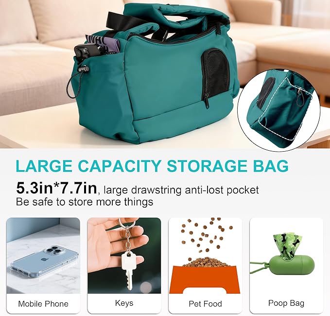 Dog Carrier Sling for Small Dogs & Cats Hand-Free Puppy Sling Purses with Storage Bag and Adjustable Shoulder Strap, Pet Sling Carrier Up to 8.8 Lbs (Blue)