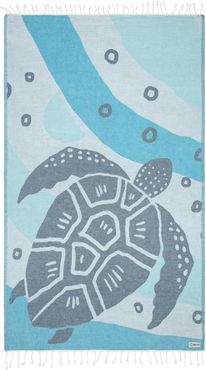 Sand Cloud Oversized Turkish Beach Towel (Bruno Blue) - 100% Certified Cotton Turkish Bath Towels - Sand Free & Quick Dry Large Beach Towel for Pool, Yoga, Picnic & Travel - As Seen on Shark Tank