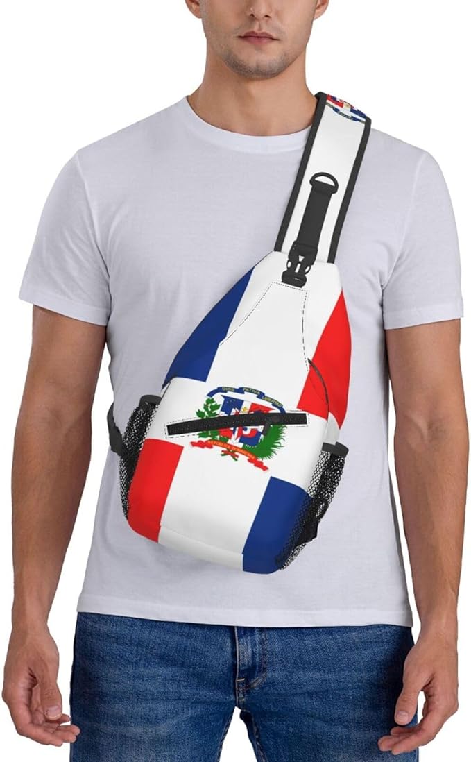 Dominican Flag Sling Bag Multipurpose Crossbody Sling Backpack Travel Cycling Hiking Shoulder Bag For Women Men