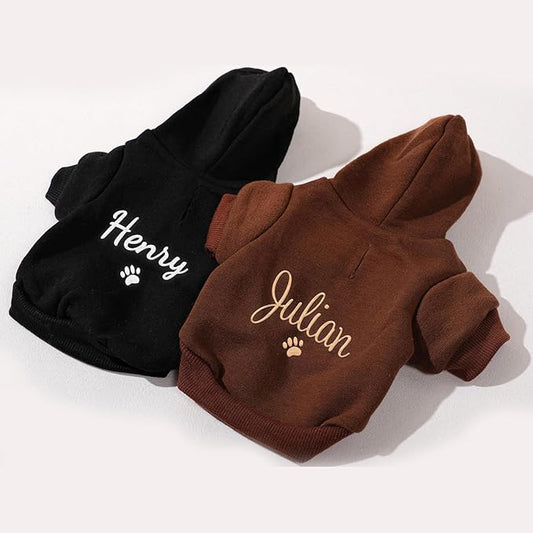 Personalized Name Dog Hoodie, Embroidery Pet Sweaters for Small Dogs, Customized Pet Clothes Warm Winter Outfit for Dogs, Bright Puppy Sweatshirt, Pets Birthday Outfit, Dog Lovers Gifts
