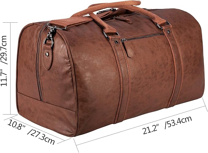 seyfocnia Oversized Duffle Travel Bag Waterproof Leather Weekend Bag Large Carry On Large Carry On Hangbag for Mens or Women
