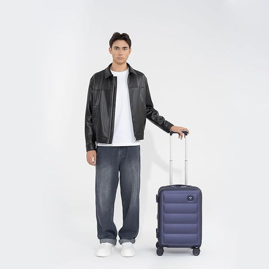 Tesport 22in Hard Shell Carry-On Luggage with Spinner Wheels, Lightweight PC Expandable Carry-On Suitcase with TSA Lock, Built-in Cup Holder, Navy